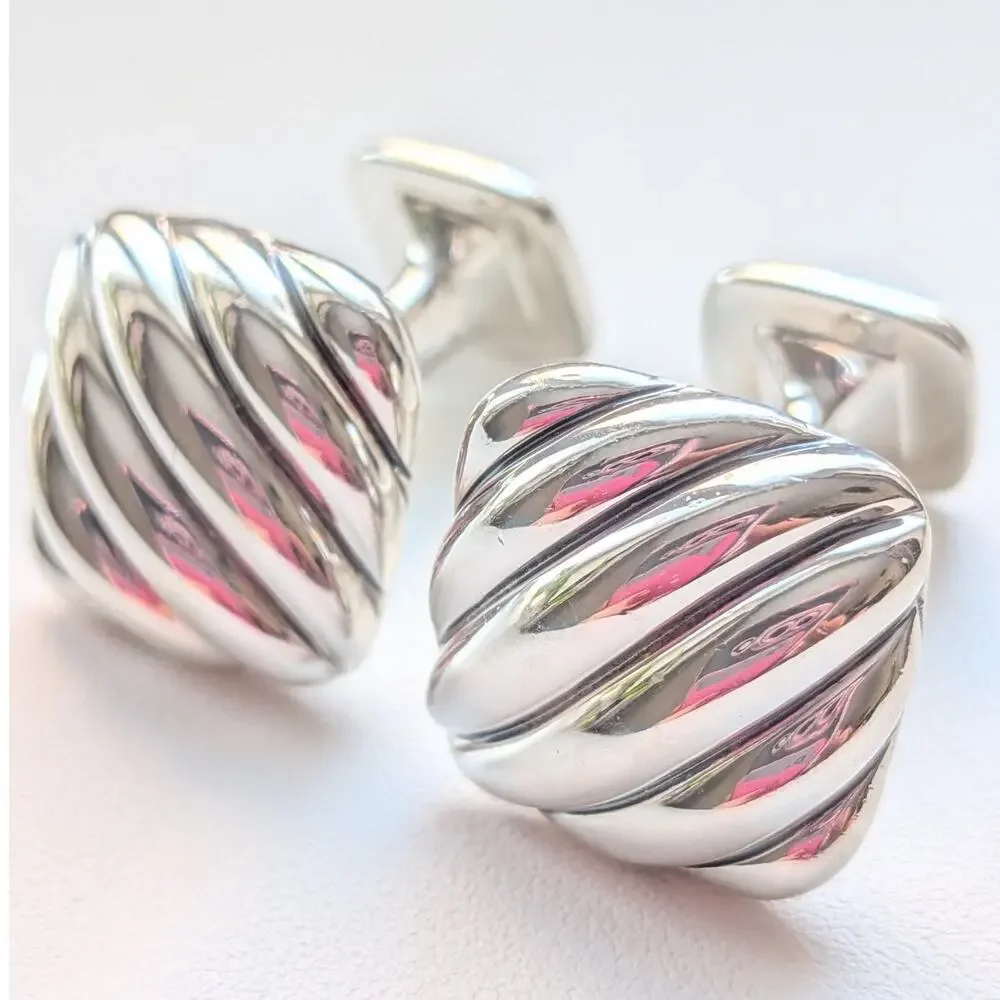 David Yurman Square Cable Cufflinks in 925 Sterling Silver